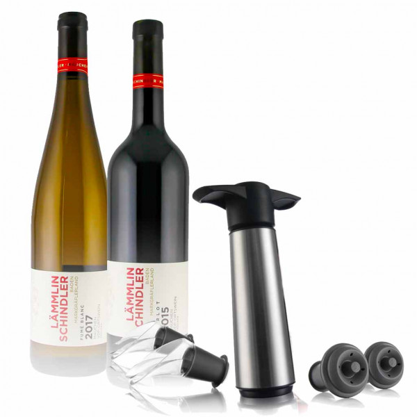 Wein-Geschenkset Merlot & Fumé Blanc & Vacu Vin Pumpenset