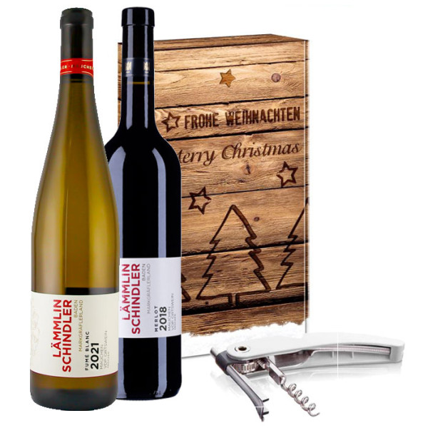 Wein-Geschenkset Merlot & Fumé Blanc + Vacu Vin Kellnermesser