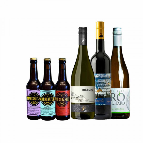 Firmen Online Weinproben Paket "Bier und Wein" - 6er Paket à 3xWein & 3xBier