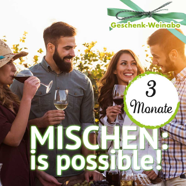 Geschenk Weinabo "Mischen: is Possible" – Prepaid (3, 6 oder 12 M.) + Kellnermesser + WEINLUFT®**