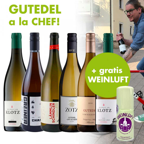 Weinpaket "Gutedel à la Chef" - 6 Flaschen Gutedel von Sven selektiert inkl. gratis WEINLUFT