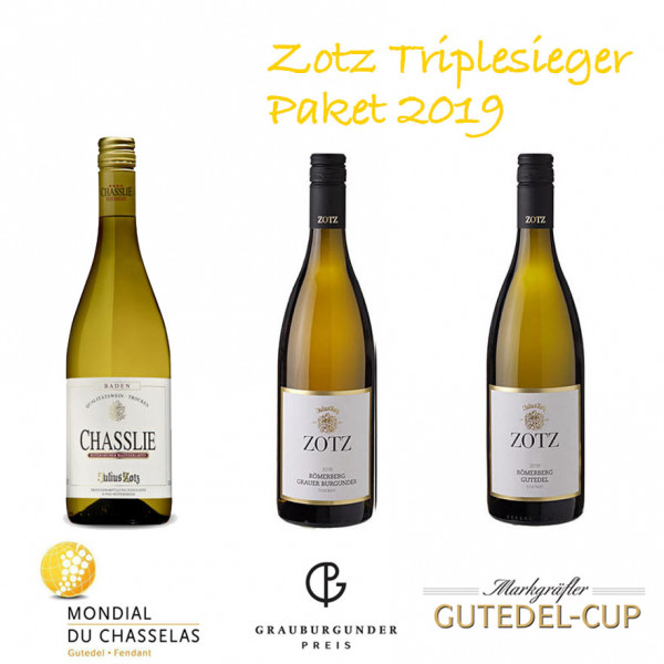 Zotz Triplesieger Paket 2019 - Gutedel, Chasslie & Grauburgunder vom Weingut Julius Zotz