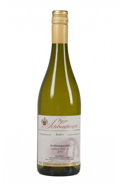 Weißburgunder Spätlese trocken 2014, Selektionswein im Barrique gereift - Weingut Rainer Schlumberge