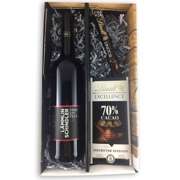 Wein & Schokolade Geschenkset - Cabernet Pinot trifft auf dunkle Schokolade